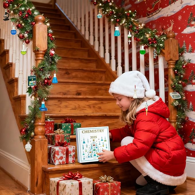 24 Day Chemistry Holiday Science Kit 2D Acrylic Ornaments Daily Science Activities Hands-on Learning Educational Entertainment For Home Decorators Front Door Room Bedroom Wall Mantel