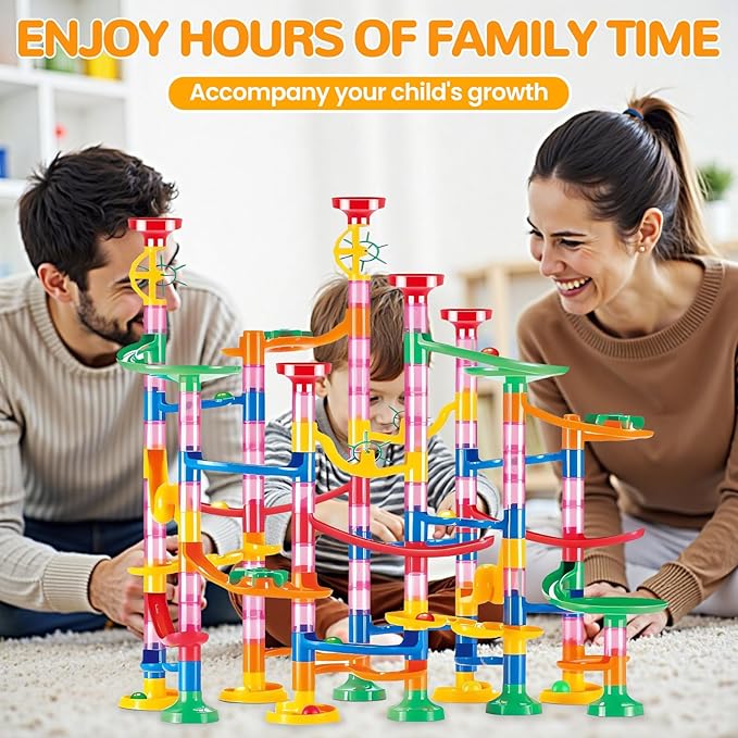 Marble Run for Kids - 133 PCS Construction Building Blocks Toys with Plastic Marbles, Maze Marble Track STEM Educational Toy, Birthday Gifts for Boys and Girls