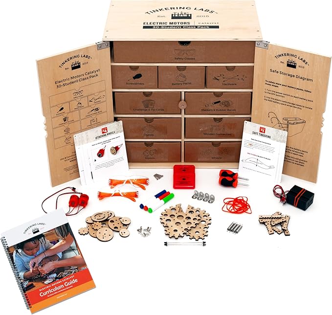 Catalyst Class Pack and Cabinet | Engineering for Students | Screen-Free Inventions | STEM Challenges and Curriculum | 10 Plus Projects for Kids 8 to 12 | Learn Electronics and Science