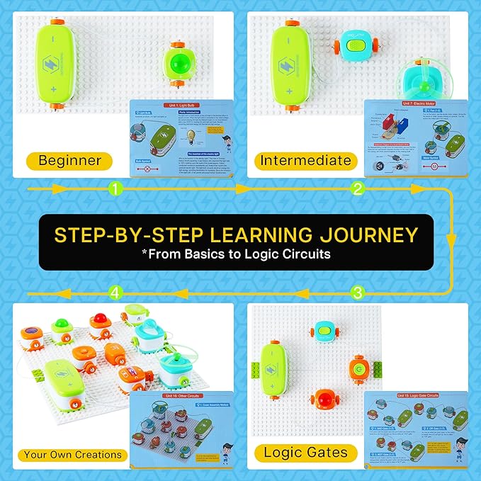 STEM Toys Science Kits for Kids, Electronics Exploration Kit with 168 Projects and Circuits Logical Gates Learning Booklet, Educational Birthday Gifts for Kids 8+