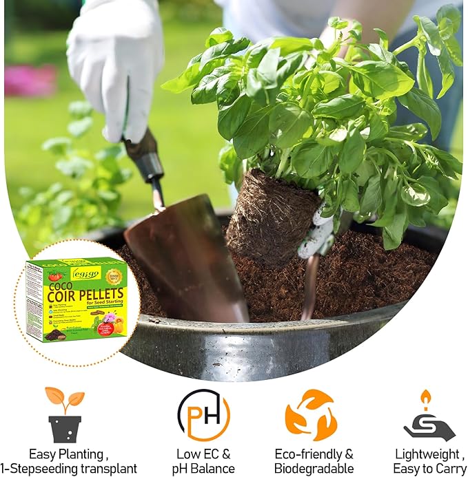 Legigo 50 Pcs 30mm Coco Coir Pellets Seed Starter Soil Mix- Organic Coconut Coir Potting Soil Pods for Seedling, Coco Peat Soil Discs for Indoor & Outdoor Plants Bonsai Herbs Vegetables and Flowers
