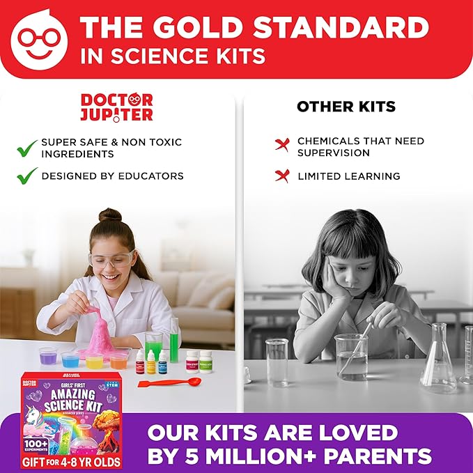 Doctor Jupiter My First Amazing Science Kit for Girls Ages 4+ | Birthday Gift Ideas for 4-5-6-7-8 Year Old Girls | 100+ Experiments | STEM Learning & Educational Toys, Summer Activities