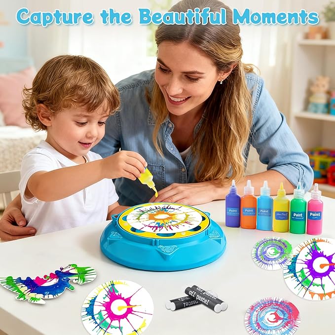 Make It Super Spin Art Machine Kit for Kids, Arts & Crafts Painting Spinner Toy, Creative Art Supplies Birthday Christmas Gift for Boys Girls Ages 6-12