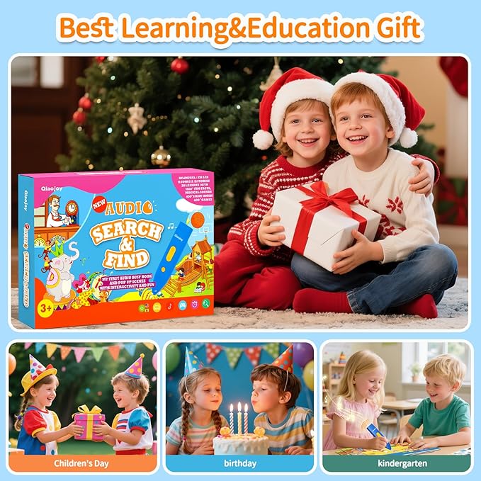 Interactive Search and Find Activity Books for Kids Ages 3-5, Toddler Travel Games Toys for Car Airplane, Road Trip Activities for Kids 4-8, Educational Preschool Learning Toys Gift with a Talking Pen
