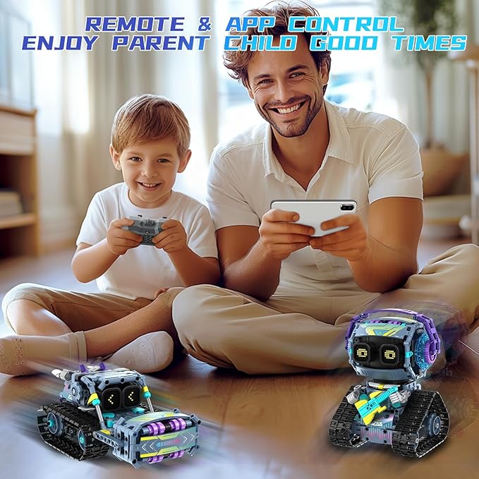 Robot Building Kit with Remote Control STEM Gifts for Kids Boys Ages 8-12, Coding Robotic Technic Creative Toys for Birthday - Build 3 in1 Model with 433 Pieces