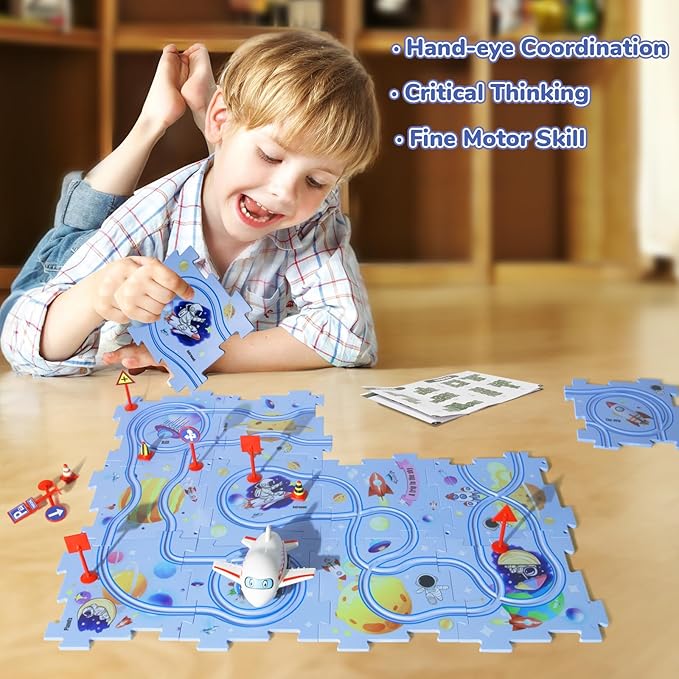New Plastic Puzzles for Kids Ages 3-5 with A Cute Vehicle, Toddler Puzzles Gift, Critical Thinking Educational Toys, Toys for 3 4 5 6 Year Old Boys Girls, Fun Race Car Track Montessori Toys for Kids