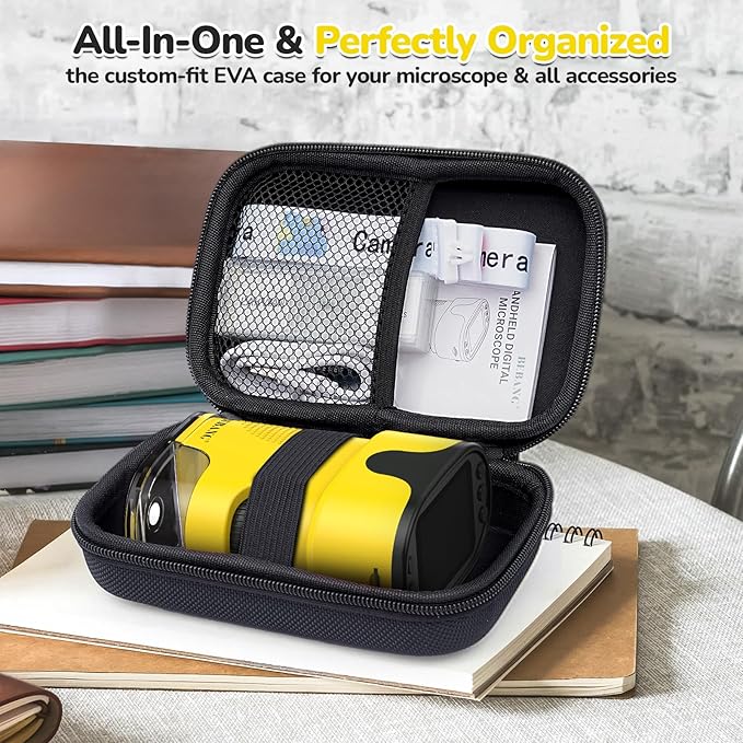 1000X Handheld Microscope for Kids 4K 2.0" Screen Rechargeable Mini Pocket Digital Microscopes w/Slides Kit Portable Edu Gift Age 4-6 8-12 Children Students (Yellow)