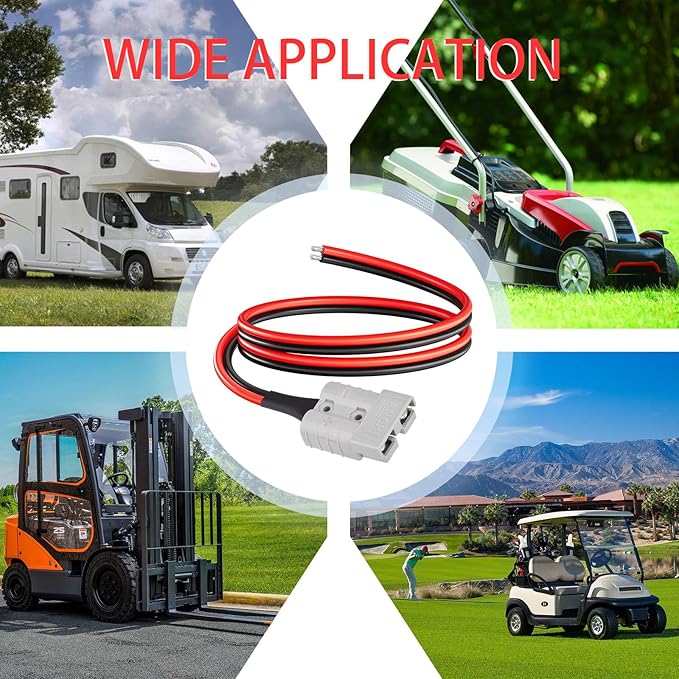 10AWG 2FT Anderson Connector 50 Amp Cable,Anderson SB50 Plug Battery Quick Connector Cable for Solar and Wind Energy Systems Battery Power Connections