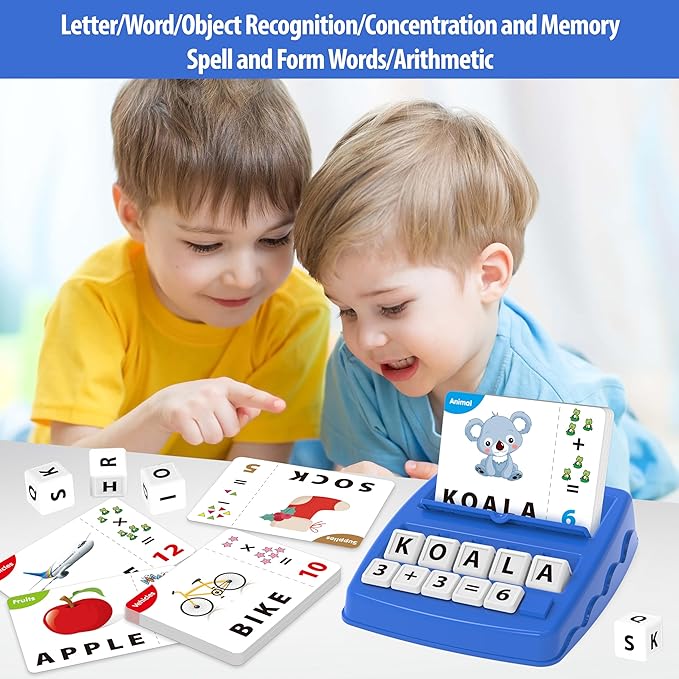 Montessori Matching Letter Games,Educational Toys for 3-8 Year Olds Boys Girls,Alphabet Learning Toys for Kids Ages 3-8 Years,Birthday Party Gifts for 3-8 Year Olds Boys Girls(Navy Blue)