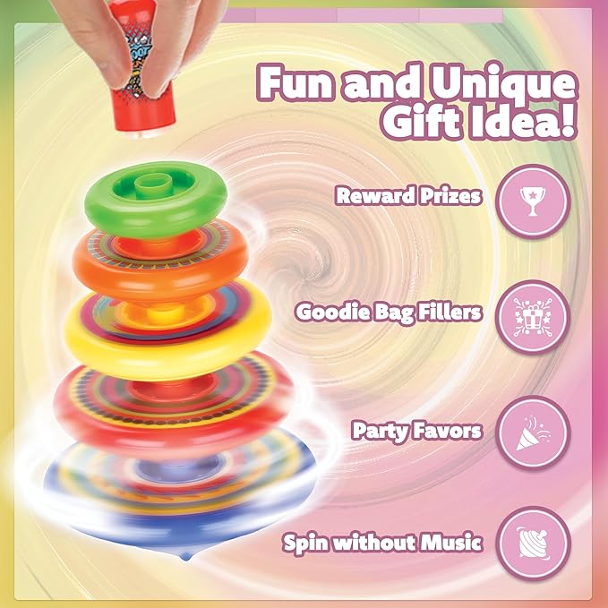 IPIDIPI TOYS Spineez Stacking Spinning Tops for Kids – Set of 3, 15-Piece UFO Spinner Toys – Ideal Stocking Stuffers for Kids, Birthday Party Favors, Goodie Bag School Prizes for Boys & Girls