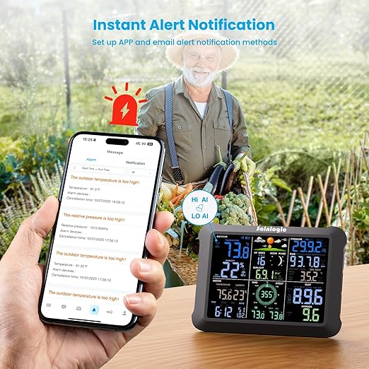 Sainlogic WiFi Smart Weather Station SA9 with 24H/ 7Days Accurate Weather Forecast by Weatherseed® AI, 8.5" Large Display,UV,Sun Light,Rain Gauge,Wind Gauge,2-Year Data Storage & Export (Only 2.4G)