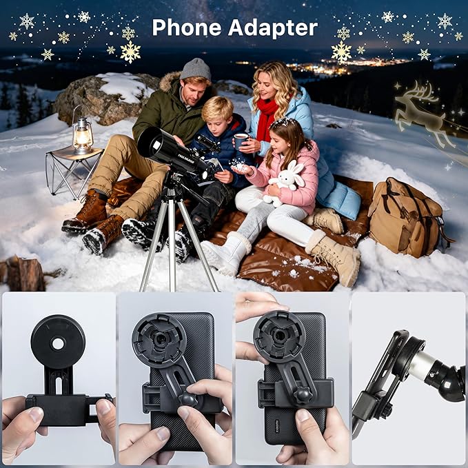 FREE SOLDIER Telescope for Kids 70mm Aperture Astronomical Refractor Telescopes for Beginners (16X-120X) 400mm Telescope for Adults High Powered with A Phone Adapter & A Wireless Remote (Black)