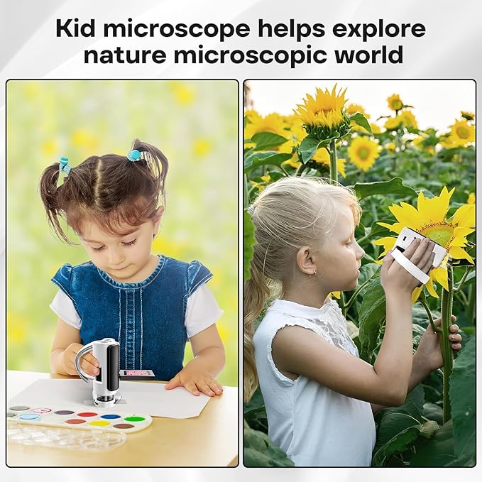 LAKWAR 1000X Handheld Digital Microscope for Kids: 4K 2.0" Screen Portable Digital Microscope for Kids 8-12 Home School Science Education (Black)