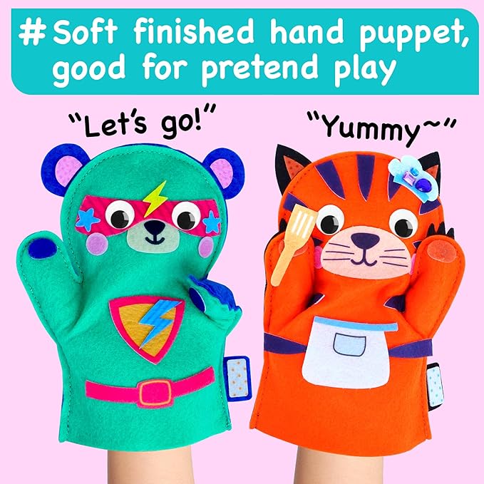 Unicorn Hand Puppet Making Kit for Kids Age 5-8 - DIY Puppet Making Craft Kit - Creative Arts & Crafts Set, Educational Gift - Pretend Play Toys - 8 Projects, Extra Stickers for Decoration