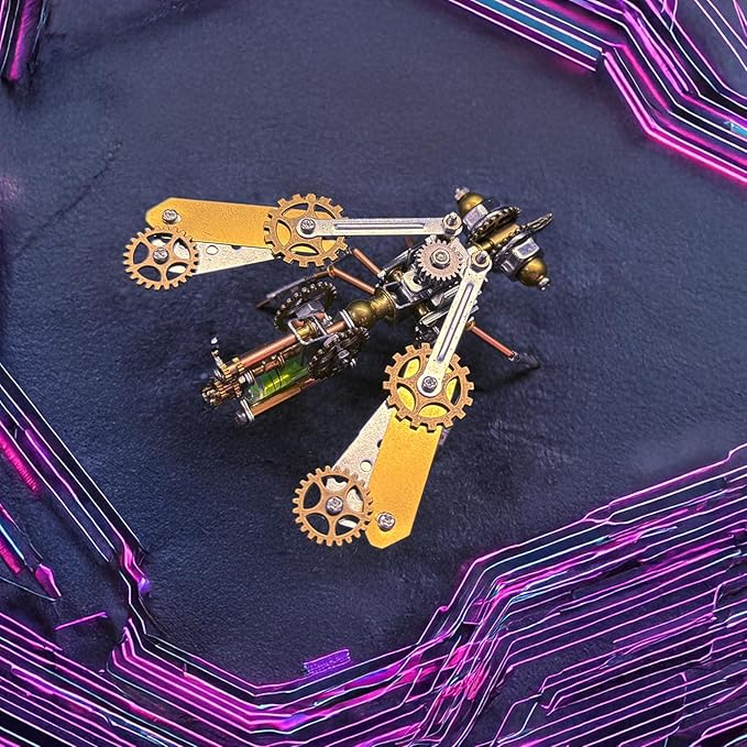 Mechanical Bee Model Metal Insect Bug Sculpture Steampunk, 3D Puzzle Making Kit,Hobby Kit Fun Crafts,Cool for Birthday(Mechanical Bee B)