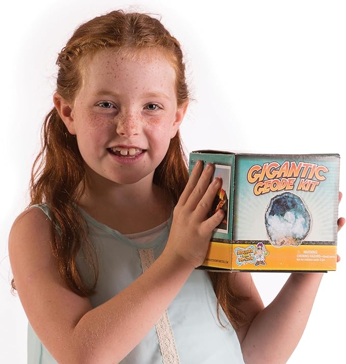 Blue Marble Break Open A Gigantic Geode – Break Your Own Large Geode with Crystals, Earth Science Kit for Kids to Learn Geology, Gifts for Rock Collectors, Cool Rocks for Boys and Girls