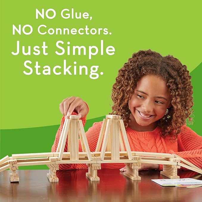 MindWare Keva Brain Builders Deluxe: STEM Building Toy Includes 75 KEVA Planks, 40 Puzzle Cards, 8 Design Cards, 3D Building Skills for Kids - Ages 7+