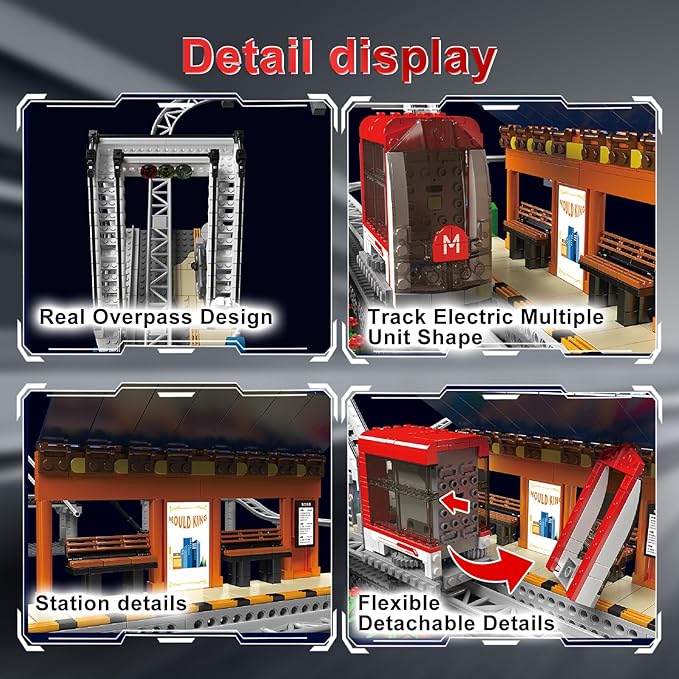 Sosuy Motorized Urban Railway Building Blocks Set, 1488+ Pcs Train Station with Tracks, Bridge & Control Station, Creative DIY STEM Toys Construction Kit, for Boys Teens Adults Men