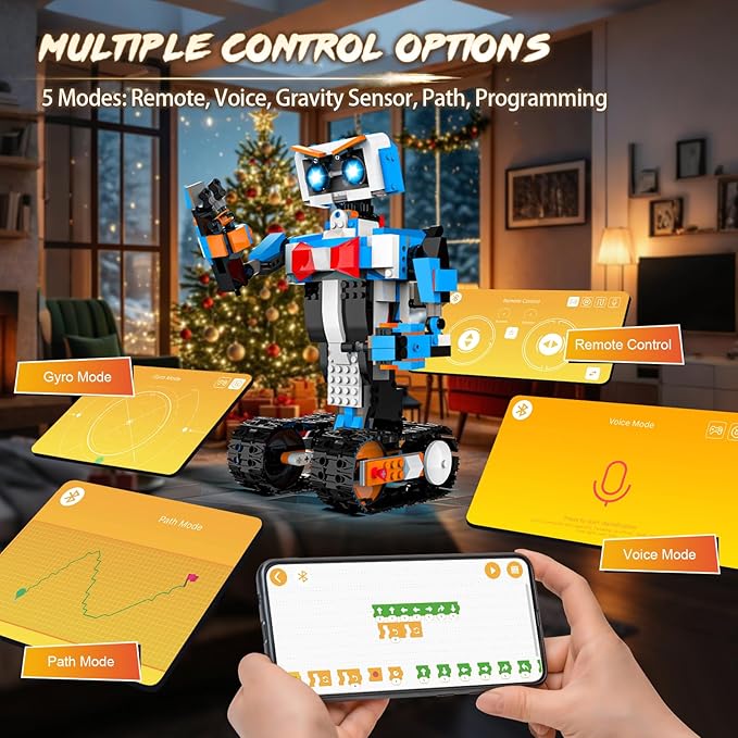 STEM Robot Building Toys for Kids, Momspeace Robotics Science Toy for Boys Age 8-12, App & Remote Control Robot, Rechargeable Learning Toy for Boys & Girls Perfect Birthday 635pcs