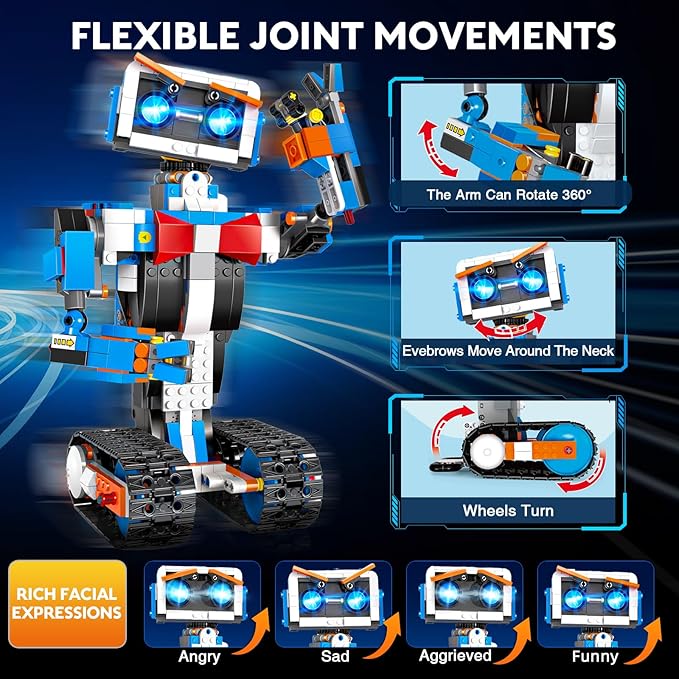 anysun STEM Building Robot Toys for Kids 8-12, Educational Science Build Block Kits, Educational Remote Control Toy with App Control, Birthday Gift Ideas for Boys and Girls