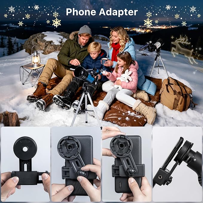 FREE SOLDIER Telescope for Kids 70mm Aperture Astronomical Refractor Telescopes for Beginners (15X-150X) 300mm Telescope for Adults High Powered with A Phone Adapter & A Wireless Remote (Blue)