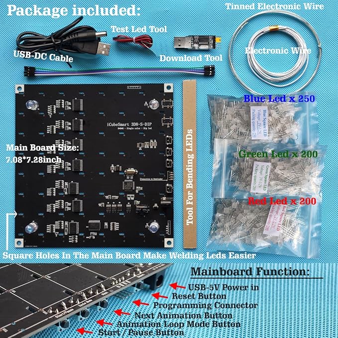 3D Led Cube Kit DIY Electronics Kit (3D8S-MULTI-DIY-KIT)