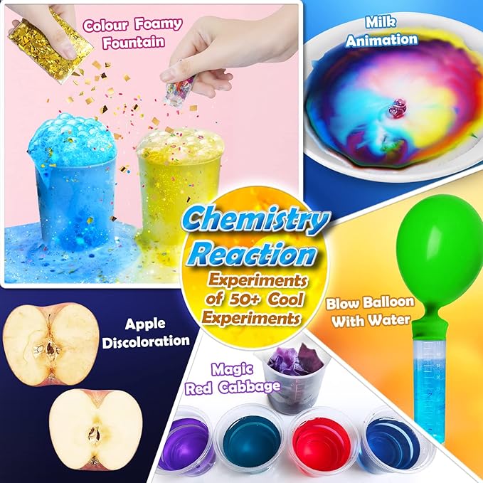 UNGLINGA 50+ Science Lab Experiments Kit for Kids, STEM Activities Educational Scientist Toys Gifts for Boys Girls Chemistry Set, Gemstone, Volcano Eruption