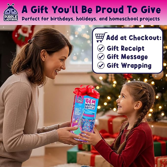 PURPLE LADYBUG Decorate Your Own Water Bottle for Girls - Mermaid Gifts for Girls Age 6-8, Gifts for 5 6 7 8 9 10 Year Old Girl Birthday, Christmas Gift, Crafts for Girl Ages 6-8