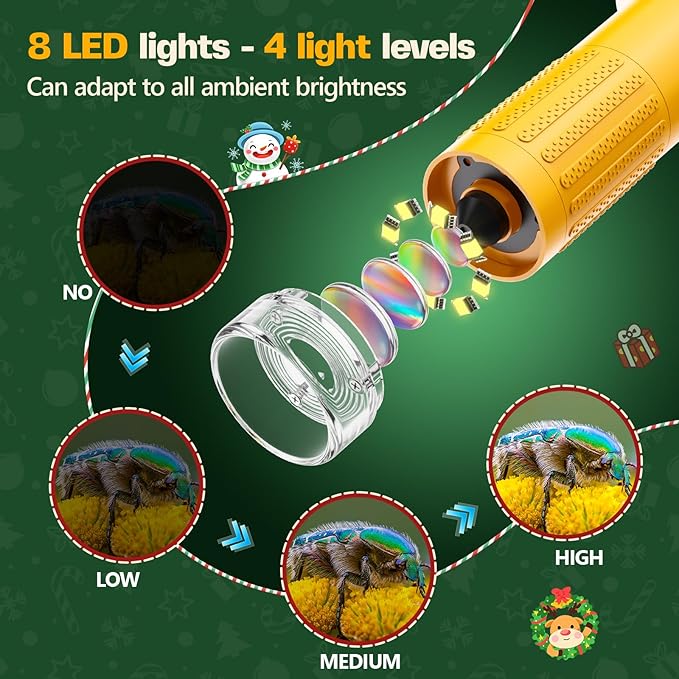 NOCOEX Portable Digital Microscope for Kids - 1000X Handheld Microscope Camera with 2.0" Screen & 8 LED Lights - Pocket Miniscope Edu Science Toys for Age 3-12 Year Old Boys Girls