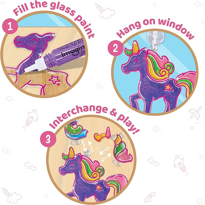 Imagimake Window Art Unicorn | Stained Glass Kit | Unicorn Girls Toys Age 6-8 | Art and Crafts for Girls 8-12 | DIY Suncatcher Kit for 5,6,7,8,9,10,11,12 Year Old Kids | Christmas Gift Ideas for Kids