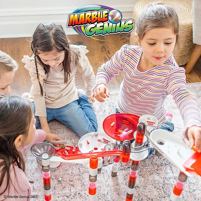 Marble Genius Marble Run Racing Set: 200-Piece Marble Run Racing Set Toys for Kids, Marbles Maze Tower Building Blocks, Marbles Race Track Rolling Game, Educational Learning STEM Toy Gift