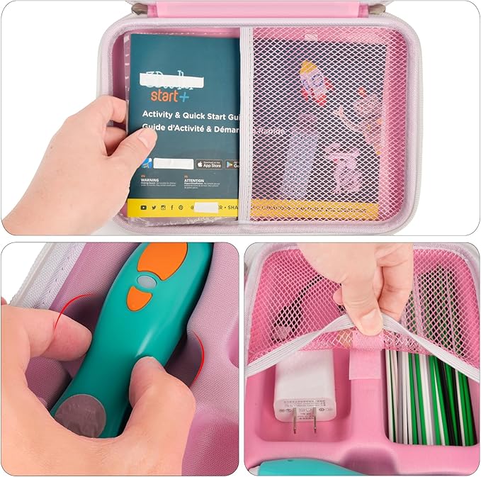 casmilee Case Compatible with 3Doodler Start+ Essentials 3D Pen Set for Kids, Art Activity Set Storage for Educational STEM Toy, Hold Plastic Filaments Strands- Pink
