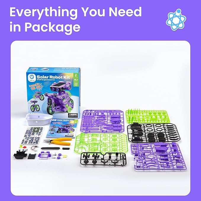 Sillbird Solar Building Robot Kit Christmas STEM Gift for Boys Aged 8-12, DIY 15-in-1 Science Educational Toys for Kids Birthday, Solar or Battery Powered Robotic Set with 212 Pieces