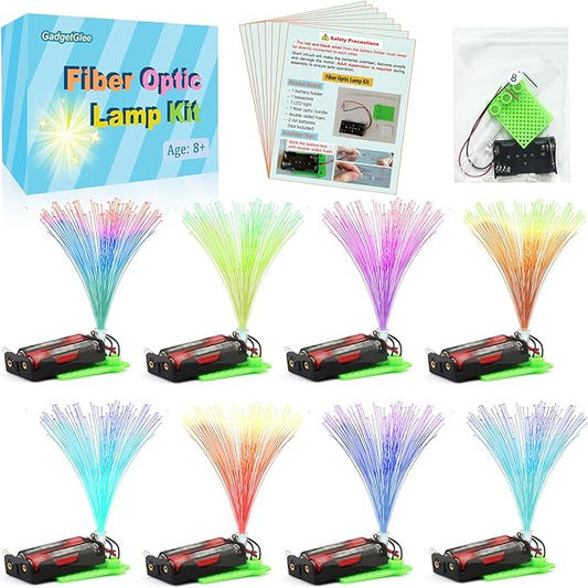 8 STEM Craft Kits for Kids, Bulk Crafts Science Experiments, Simple Circuits Fiber Optic Light Kit, Girls Engineering Building Projects Activities STEM Toys, Class Educational Learning