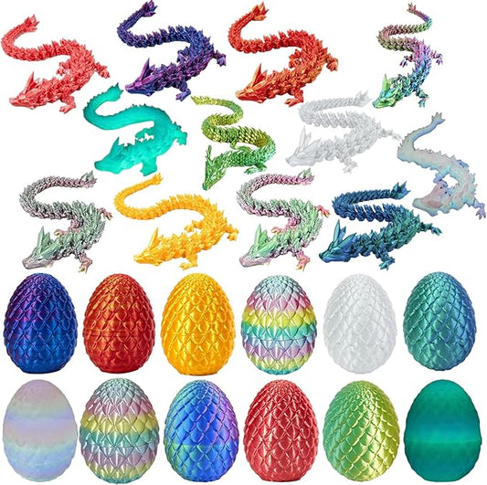 3D Printed Dragon Egg Toy, Fidget Toys for Children, Xmas Gift for Adults with Stress, Autism, ADHD, Perfect Christmas Stocking Stuffer (12 Pack)
