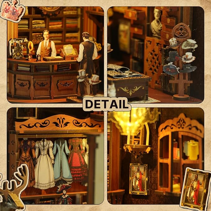 Book Nook Kit,Royal Seamstress Miniature House kit,DIY Tiny House Doll,Bookend Bookshelf Decor Model Build.（Royal Seamstress）