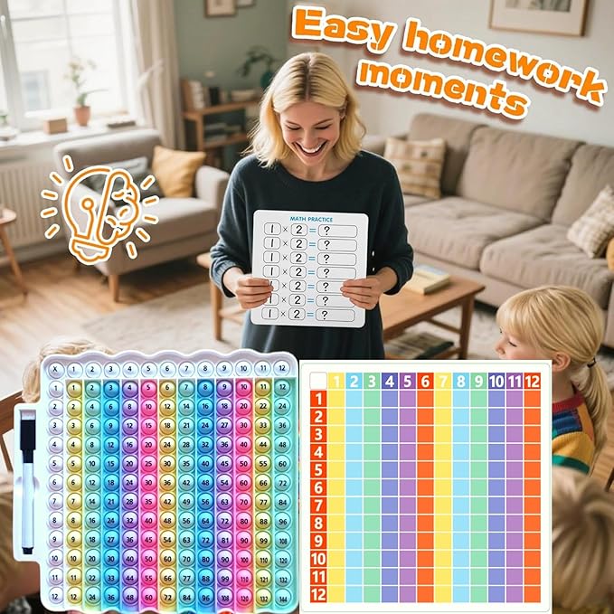 12x12 Multiplication Chart Popper, Digital Multiplication Table Game Board-Math Manipulative Toy, 3rd Grade Fidgety Popper for Kids Learning, Multiplication Machine Times Table