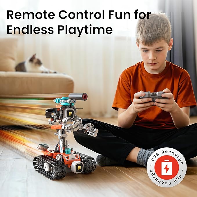 Sillbird Robot Building Christmas STEM Kit with Remote Control for Boys Ages 8-14, Technic Coding Gifts for Kids Birthday, Buildable 5in1 Robotics Toy with 596 Pieces