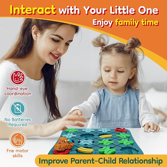 Kids Toys STEM Board Games - Logic Road Builder Brain Teasers Puzzles for 3 4 5 6 7 Year Old Boys Girls, Educational Montessori Birthday Gifts for Ages 4-8 Preschool Classroom Learning (29 PCS)