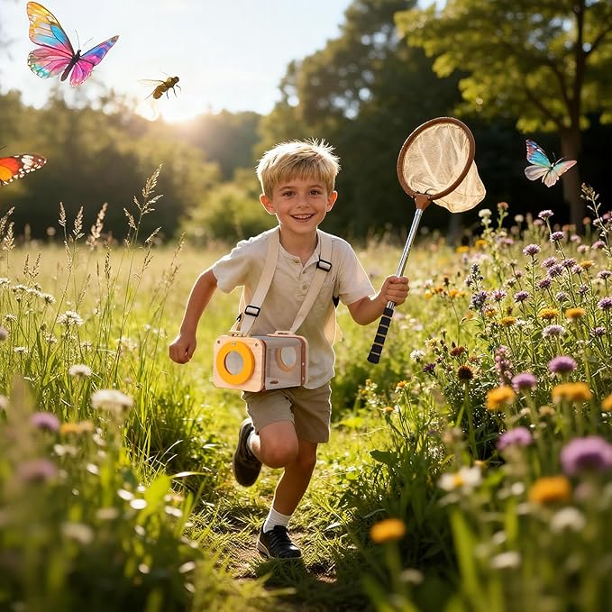 Bug Catcher for Kids, 10PCS Bug Catching Kit with Insect Cage, Butterfly Net, Magnifying Glass, Compass, Tweezers, ID Cards, Outdoor Explorer Kit Toys Bug Catcher Kit for Kids Boys and Girls Ages 3-12