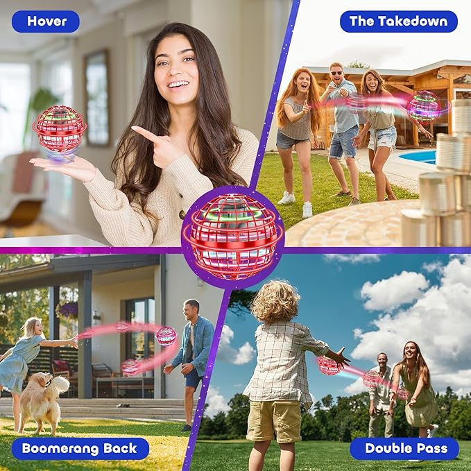 Tikduck Flying Orb Ball 2025 Toys Soaring Hover Boomerang Spinner Hand Controlled Mini Drone Cosmic Globe Spinning Kids Outdoor Fly Toy Birthday Gift Cool Stuff for Boys Girls 6 7 8 9 10+ Year Old