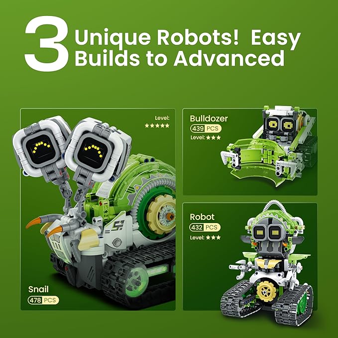 Sillbird Robot Building Kit with Remote Control Christmas STEM Gifts for Boys Age 8-12, Coding Robotic Toys for Kids Birthday - Build 3in1 Model with 478 Pieces