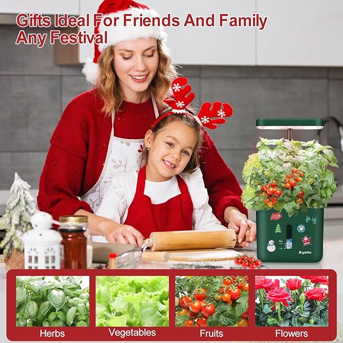 Christmas 2-Pack Indoor Planting System Smart Soil Growing Kit with 17-W LED Grow Light Automatic Timed Watering Planters Gift for Friends/Women (No Seeds&Soil)