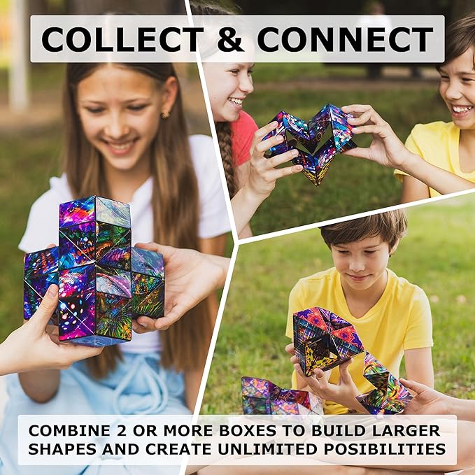 Shashibo Shape Shifting Box - Award-Winning Fidget Toy w/ 36 Rare Earth Magnets - Fidget Cube Transforms Into Over 70 Shapes, Sensory Toy Gift for Kids, Teens, and Adults (Fire Goddess)