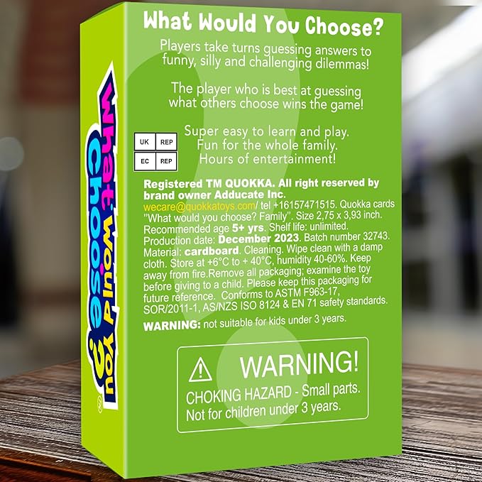 QUOKKA Board Games for Kids 8-12 Years - Family Edition - Card Game for Kids Ages 6-8 - What Would You Choose - Pick Your Answer - Improved Version