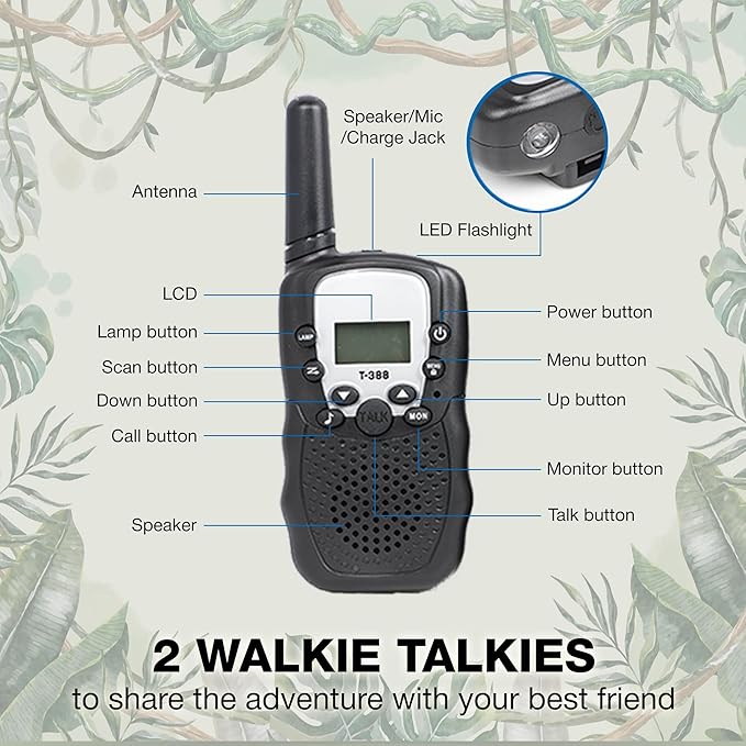 Nature Exploration Gear - Outdoor Adventure Kit with Walkie Talkies for Kids - Camping, Hiking, Backyard Toys - Creative Play Set for Boys and Girls
