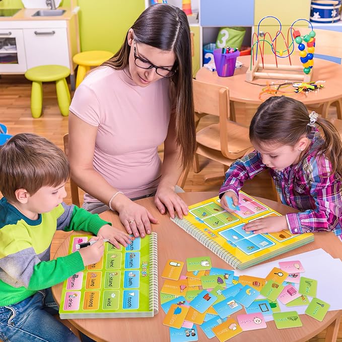 Phonics Busy Book for Toddlers, Phonics Games Sticker Activity Book, Preschool Learning Activities, Sight Word Flash Cards, Reading & Spelling Games for Kids Ages 3-6, Homeschool Supplies