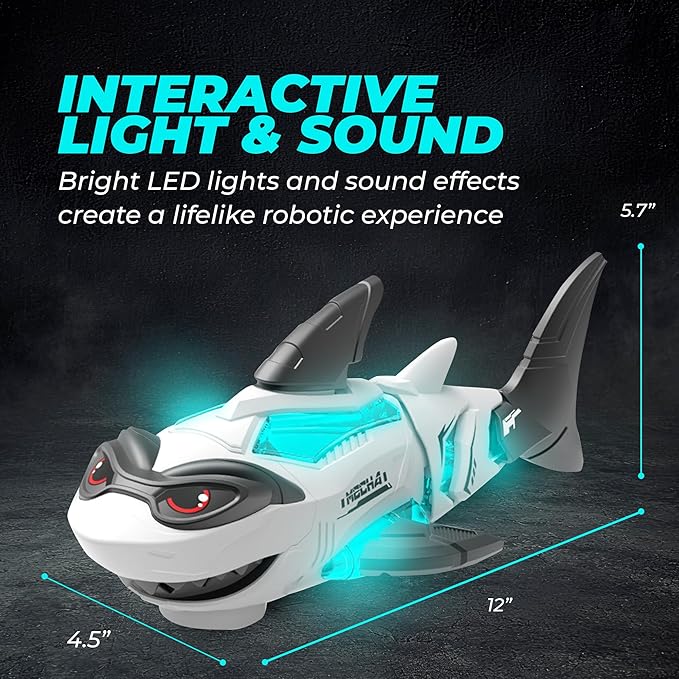 Shark Toy Interactive Crawling Shark Toys with Music and Lights, Auto-Direction Change Crawling Walking Toy Gift for Infants Toddlers 3 4 5 Year Old, Boy Girl Birthday