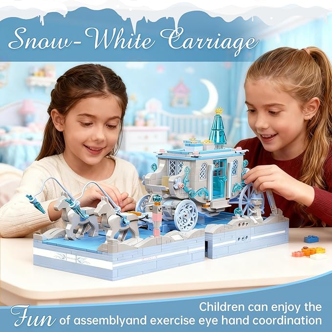 Sosuy Snow White Carriage Building Blocks Sets, Christmas Toys for Girl, Creative Princess Themed Construction Set, STEM Toy for Kids Boy Teen Women, for Girls 1214+ Pcs