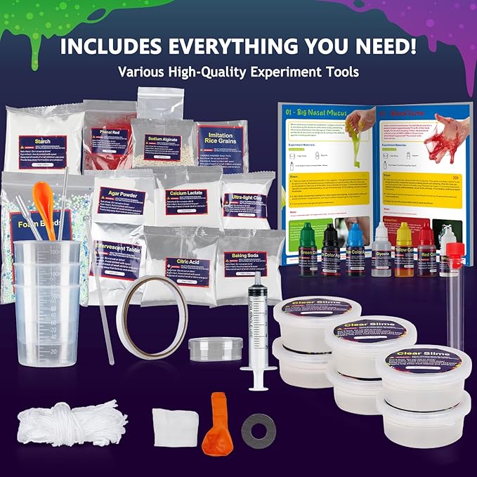 Boys First Gross Science Kit for Kids Age 6-8 8-12, Science Slime Kit for Boy, Christmas Birthday Gift Ideas for Boy 8-10, Chemistry Set with Brain Dissection, Poop Experiment, STEM Toys